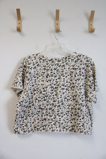 Kensie Cream & Brown Floral Cropped Top | 3X