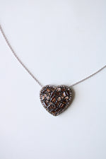 Cubic Zirconia Brown Gemstone & Diamond Edged Heart Pendant Necklace