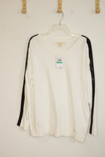 NEW Michael Kors White with Black Logo Sleeves Sweater | L