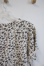 Kensie Cream & Brown Floral Cropped Top | 3X