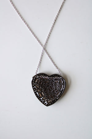 Cubic Zirconia Brown Gemstone & Diamond Edged Heart Pendant Necklace