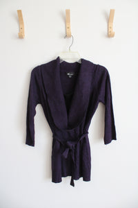 AB Studio Purple Scoop Cowl Neck Fitted Sweater | M