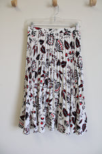 NEW Talbots White Black Red Floral Pleated Skirt | 4 Petite