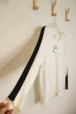 NEW Michael Kors White with Black Logo Sleeves Sweater | L