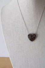 Cubic Zirconia Brown Gemstone & Diamond Edged Heart Pendant Necklace