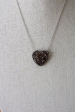 Cubic Zirconia Brown Gemstone & Diamond Edged Heart Pendant Necklace