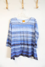 Ruby Rd. Blue Striped Embellished Top | L