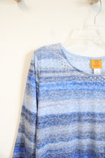 Ruby Rd. Blue Striped Embellished Top | L