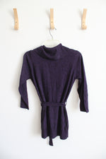 AB Studio Purple Scoop Cowl Neck Fitted Sweater | M