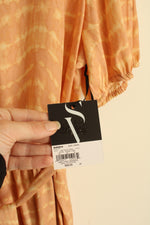 NEW Vera Wang Light Orange Printed Asymmetrical Ruffle Dress | L