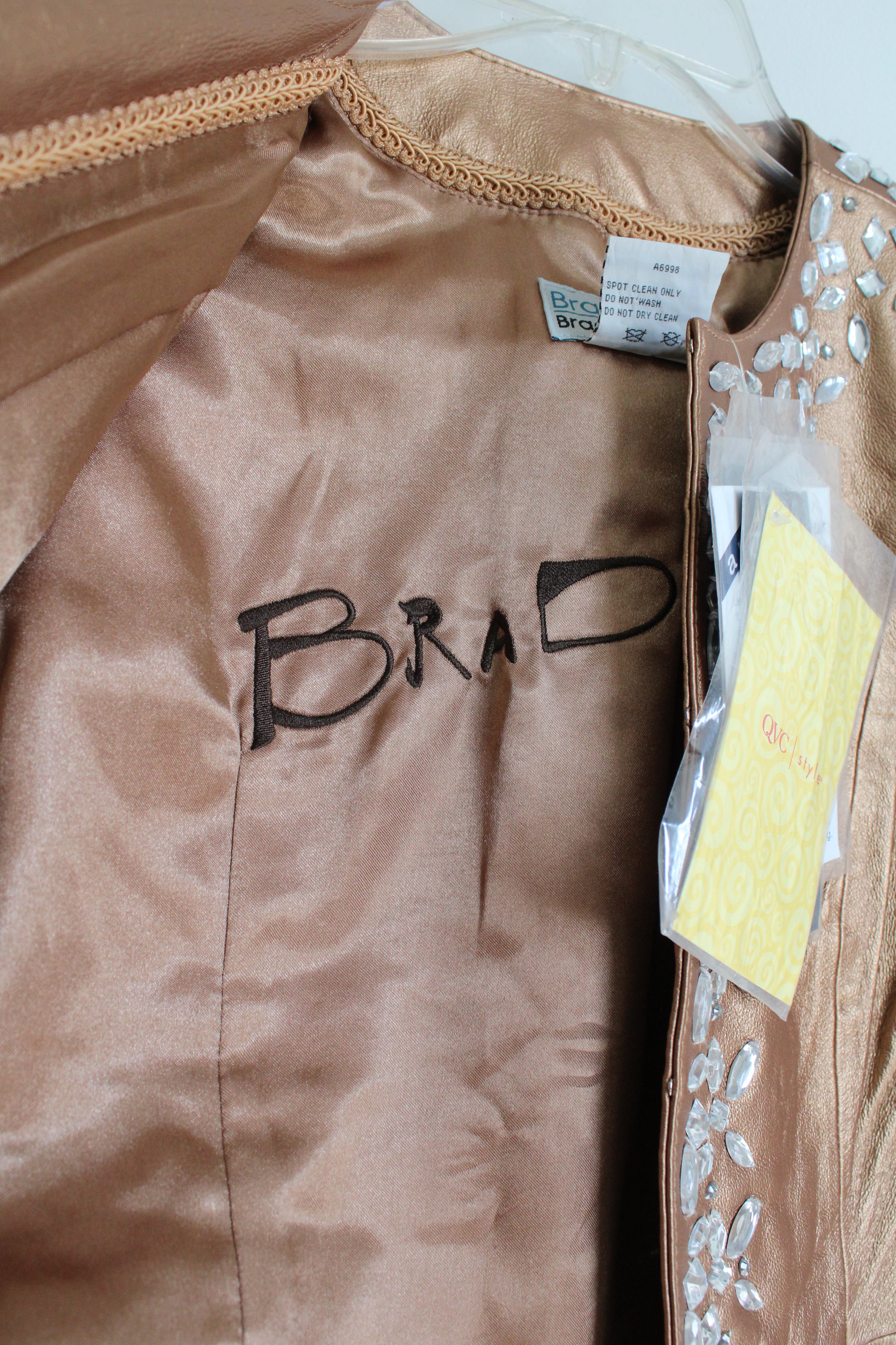 NEW Bradley Bayou Copper Genuine Leather Sequined Jacket | XS