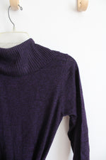 AB Studio Purple Scoop Cowl Neck Fitted Sweater | M