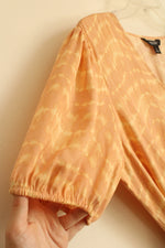 NEW Vera Wang Light Orange Printed Asymmetrical Ruffle Dress | L