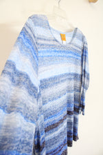 Ruby Rd. Blue Striped Embellished Top | L