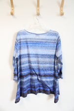 Ruby Rd. Blue Striped Embellished Top | L