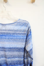 Ruby Rd. Blue Striped Embellished Top | L