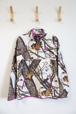 Mossy Oak White Camo 1/4 Zip Fleece Sweatshirt | M
