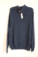 NEW Chaps Ralph Lauren Knitted Faux Leather Elbows Navy Sweater | XXL