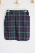 Gap Vintage Purple & Green Plaid Pencil Skirt | 6