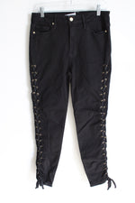 Good American Good Waist Black Lace Up Skinny Jeans | 8/29