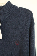 NEW Chaps Ralph Lauren Knitted Faux Leather Elbows Navy Sweater | XXL