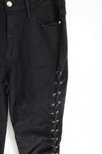 Good American Good Waist Black Lace Up Skinny Jeans | 8/29