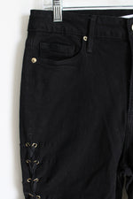 Good American Good Waist Black Lace Up Skinny Jeans | 8/29