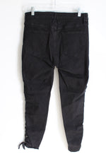 Good American Good Waist Black Lace Up Skinny Jeans | 8/29