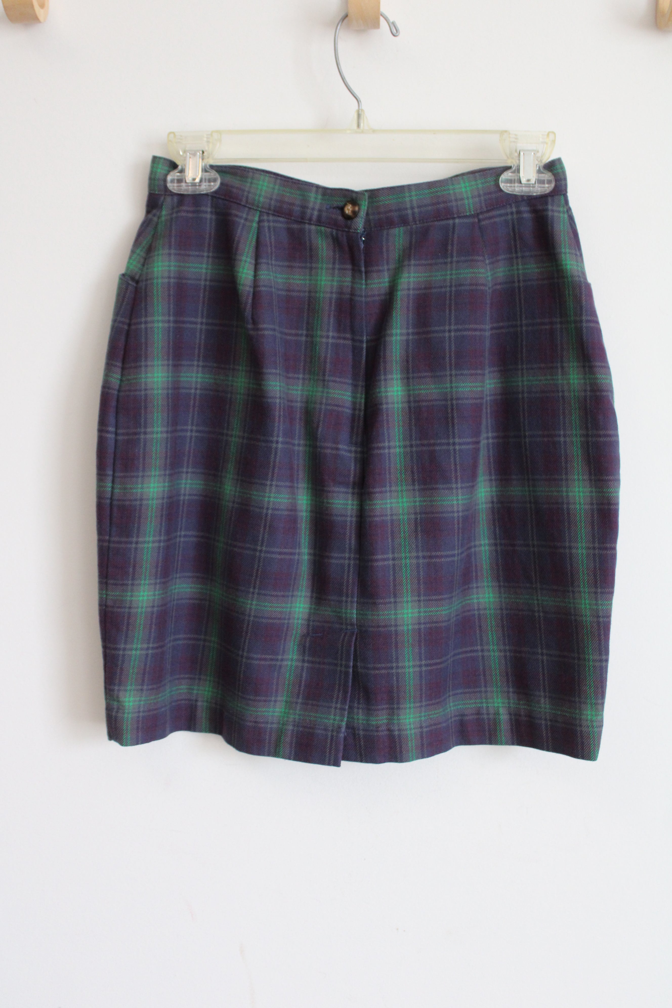 Gap Vintage Purple & Green Plaid Pencil Skirt | 6