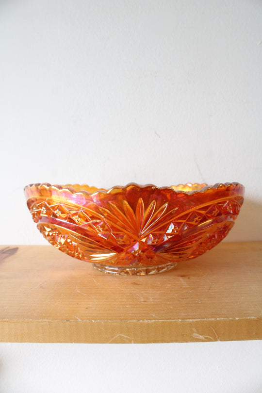 Vintage Imperial Glass Marigold Hobstar Bowl