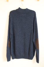 NEW Chaps Ralph Lauren Knitted Faux Leather Elbows Navy Sweater | XXL