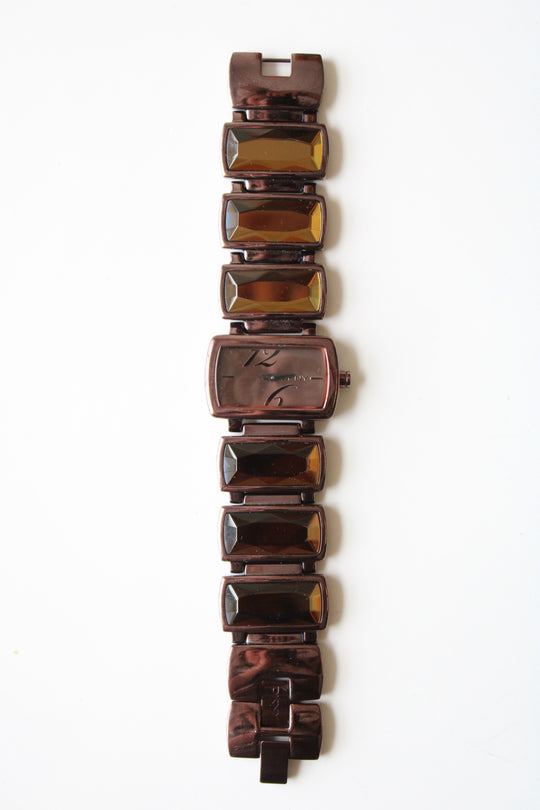 DKNY Chocolate Brown Stainless Steel Rhinestone Watch