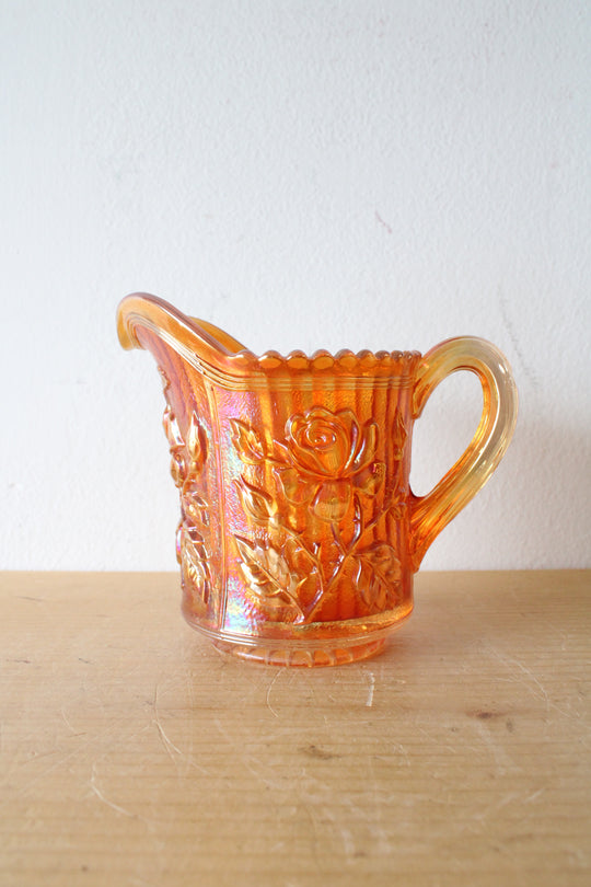 Imperial Glass Marigold Carnival Luster Rose Creamer Pitcher