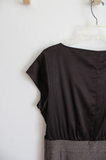 The Limited Vintage Brown Satin Bodice Houndstooth Ruffled Dress | 12
