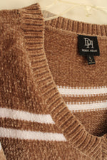 NEW Derek Heart Tan and White Striped Plush Sweater Dress | L