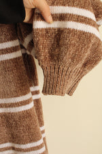 NEW Derek Heart Tan and White Striped Plush Sweater Dress | L
