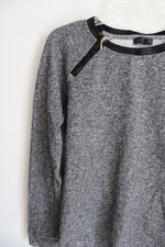 The Limited Gray Neck Zip Long Sleeved Top | S