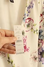 NEW White House Black Market White Purple and Pink Floral Wrap Maxi Dress with Front Slit | L