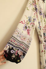 NEW White House Black Market White Purple and Pink Floral Wrap Maxi Dress with Front Slit | L