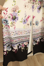 NEW White House Black Market White Purple and Pink Floral Wrap Maxi Dress with Front Slit | L