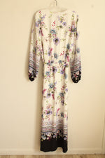 NEW White House Black Market White Purple and Pink Floral Wrap Maxi Dress with Front Slit | L