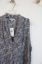 NEW Floral & Ivy Black & White Paisley Print Sleeveless Top | XL