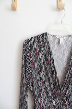 White House Black Market Black White & Pink Patterned Dress | S