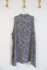 NEW Floral & Ivy Black & White Paisley Print Sleeveless Top | XL