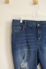 Dark Wash Distressed Skinny Jeans | 14/1X