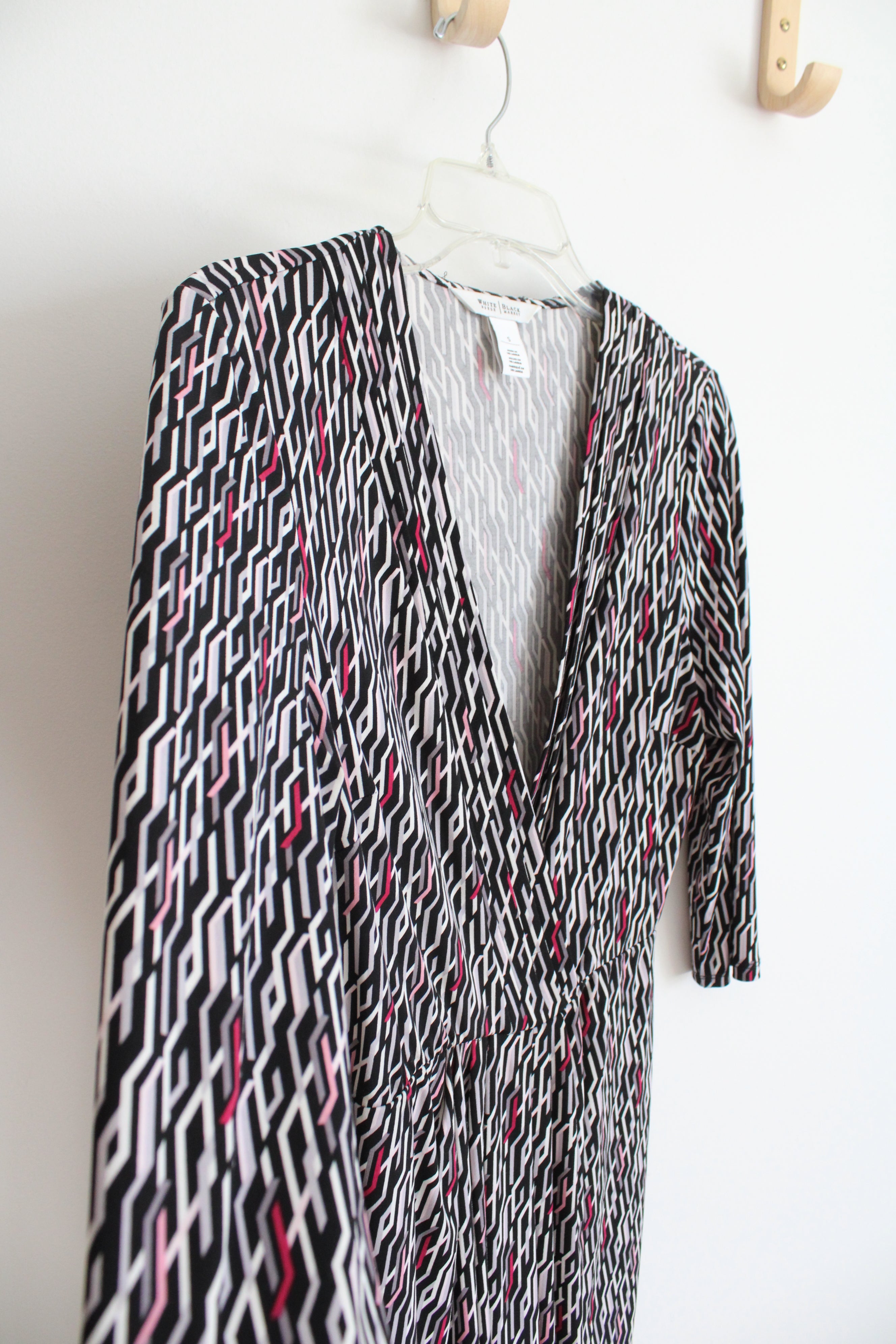 White House Black Market Black White & Pink Patterned Dress | S  Jubilee  Thrift