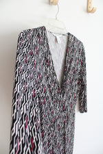 White House Black Market Black White & Pink Patterned Dress | S