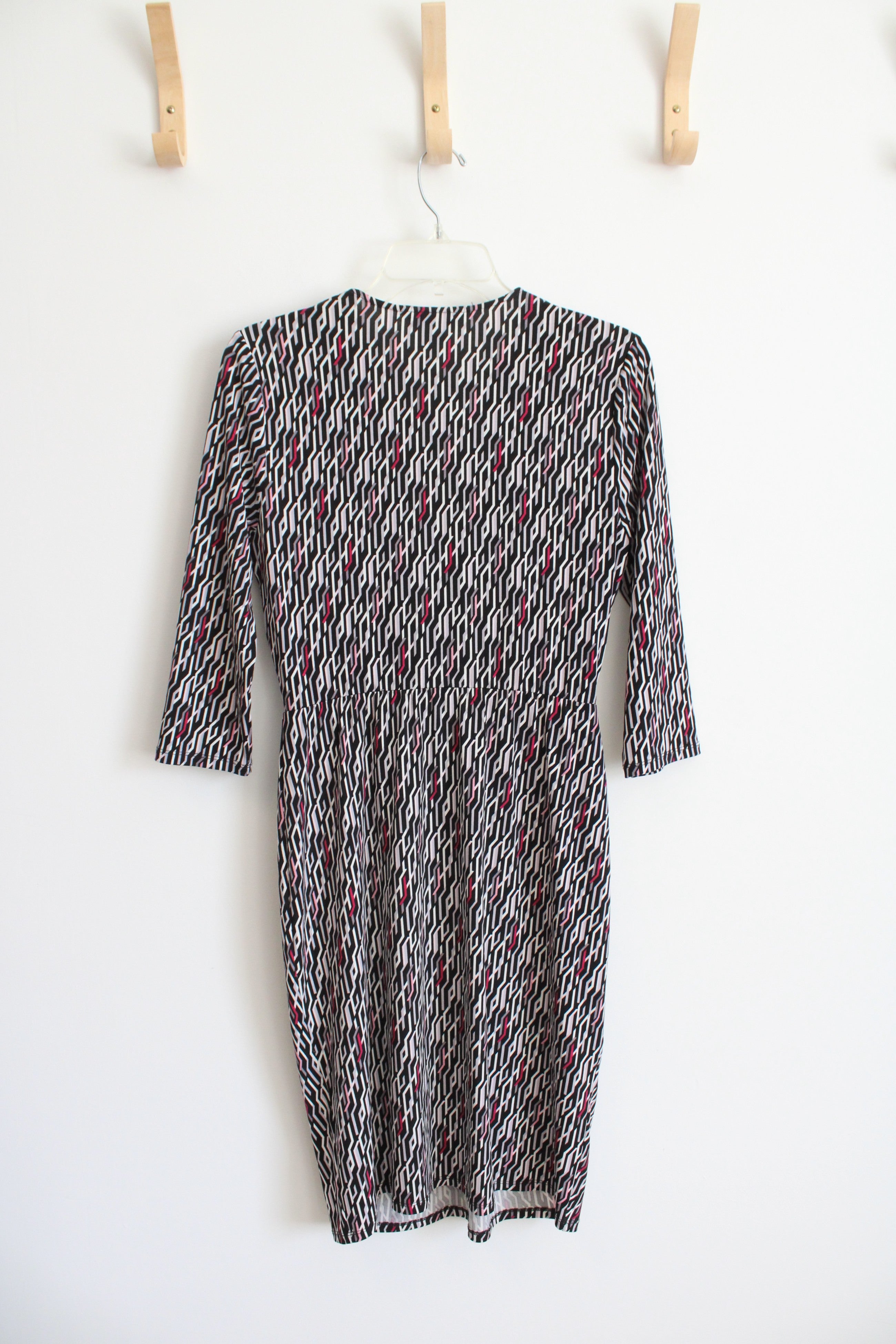 white house black market rose dress White House Black Market Black White & Pink Patterned Dress