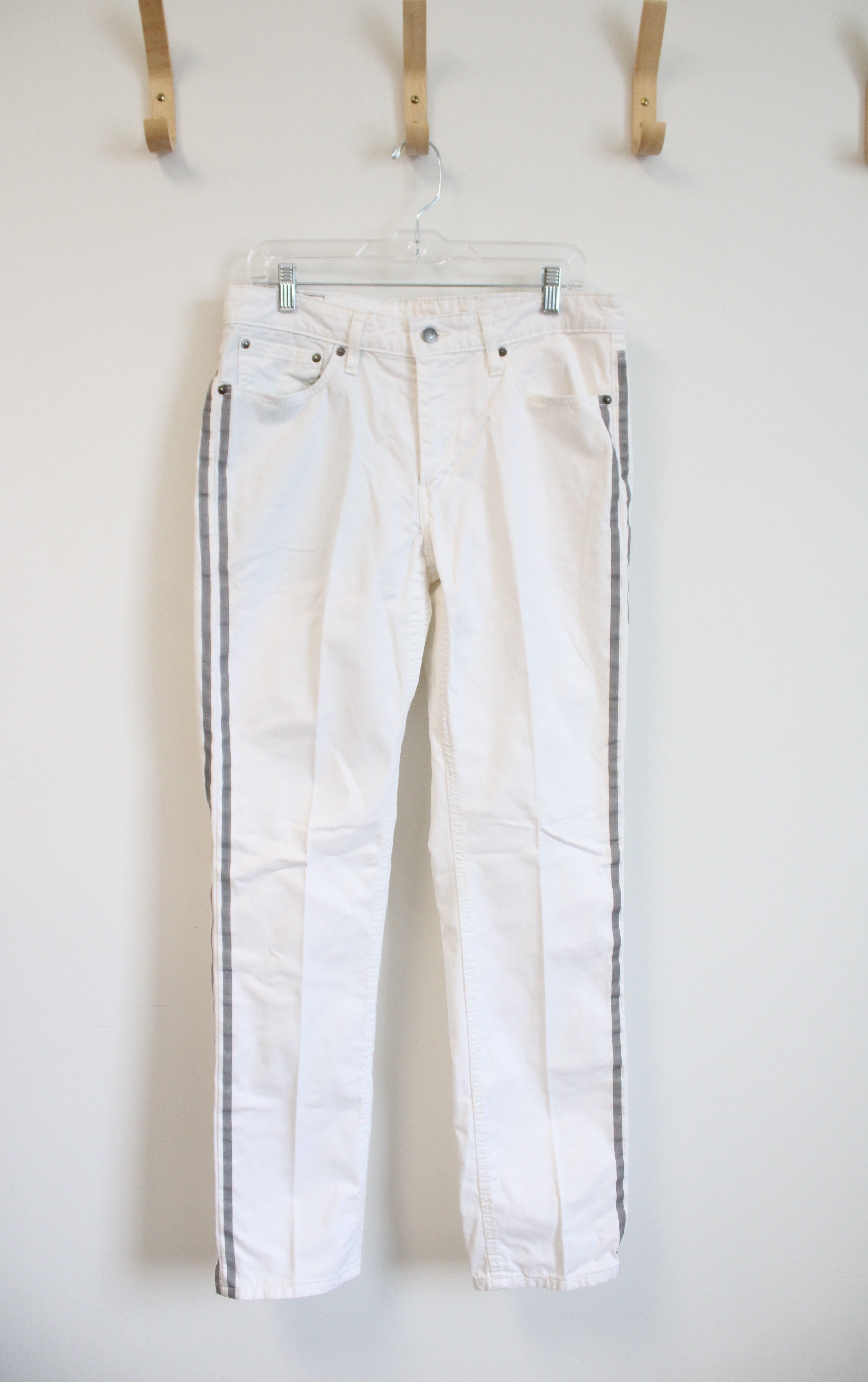 Levi's 511 White Metallic Silver Stripe Jeans | 33X32