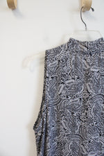 NEW Floral & Ivy Black & White Paisley Print Sleeveless Top | XL